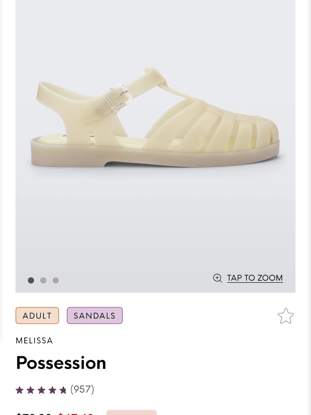 Melissa Possession Adult jelly sandals NIB